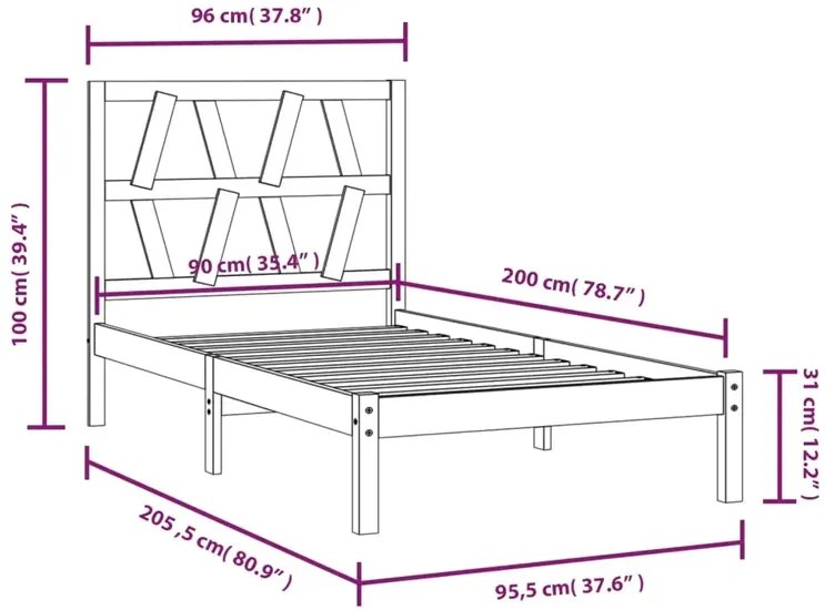 Pojedyncze łóżko sosnowe 90x200 B5-P69