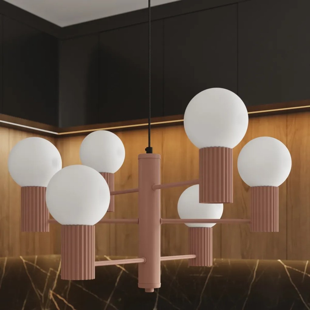 Żyrandol HALO 6 mocca ryflowany SOLLUX  LIGHTING