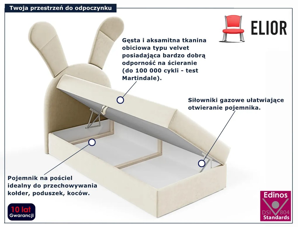 Beżowe łóżko kontynentalne dla dziecka 100x200 cm N3-P74