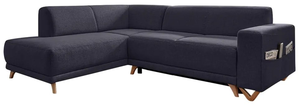 Antracytowy rozkładany/ze schowkiem narożnik (lewostronny/w kształcie litery L) Classy Sophie – Miuform