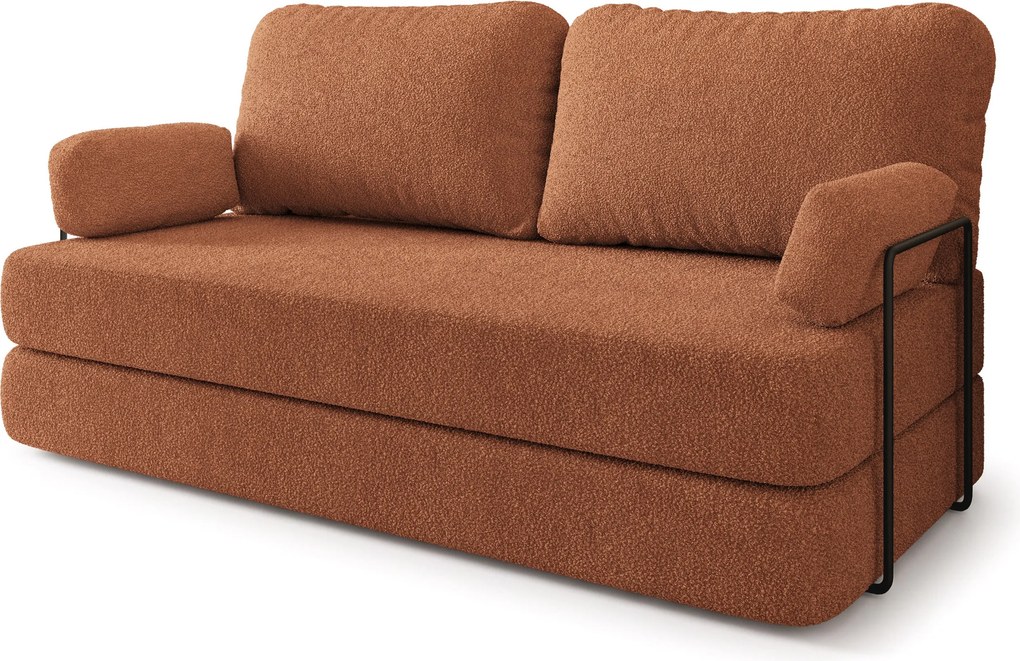 Masseno Sofa piankowa NIKSI z funkcją spania, Kanapa z pianki do salonu, Bezmontażowa, Tkanina bucle – Miedziany QUELLE 54