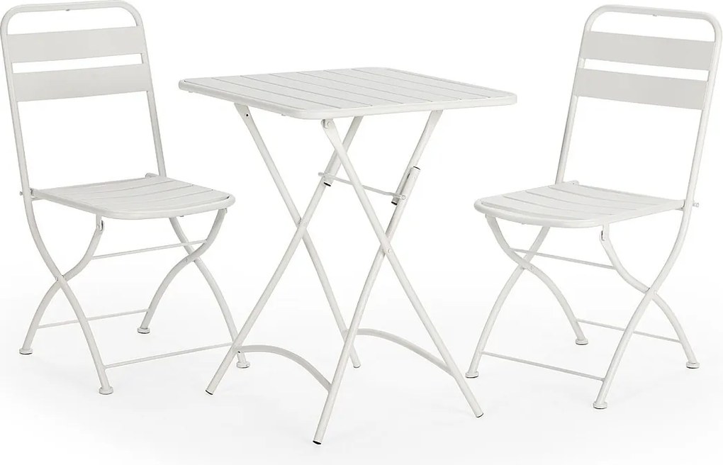 Zestaw ogrodowy Colummn Ensemble Bistro de jardin Perla 3 częściowy w kolorze białym, stół i 2 krzesła.