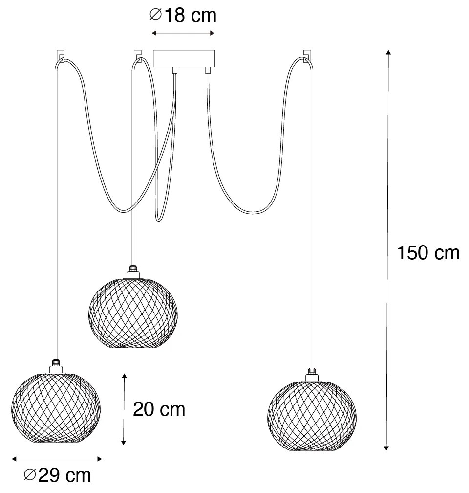 Zewnetrzna Orientalna lampa wisząca zewnętrzna bambusowa 3-światłowa IP44 - RafaelKolonialny Oswietlenie zewnetrzne