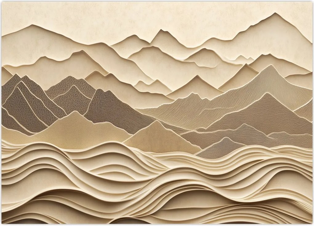Obraz na szkle - 3D linie gór (70x50 cm)