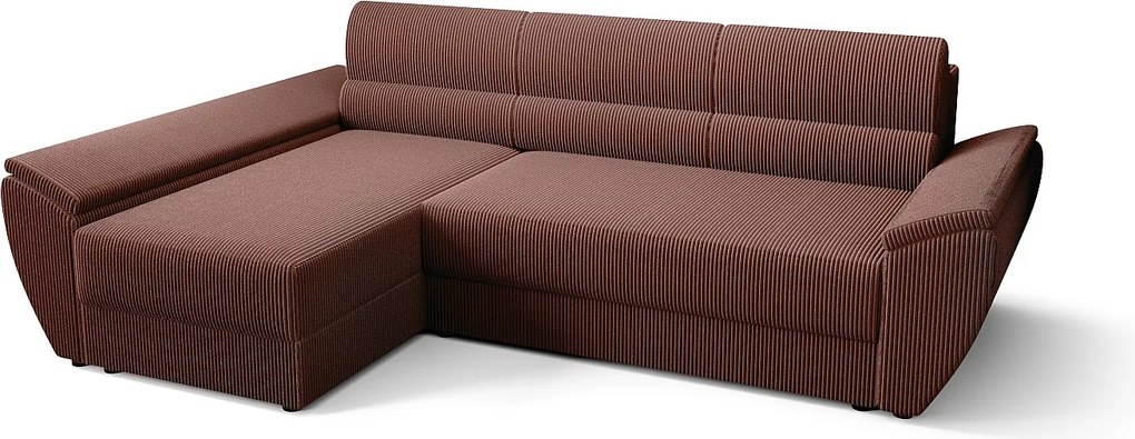 BEDANTE Narożnik L REBI L3 Poso 29 Lewostronny z funkcją spania, koralowy, kształt L, sofa z pojemnikiem, skrzynia na pościel