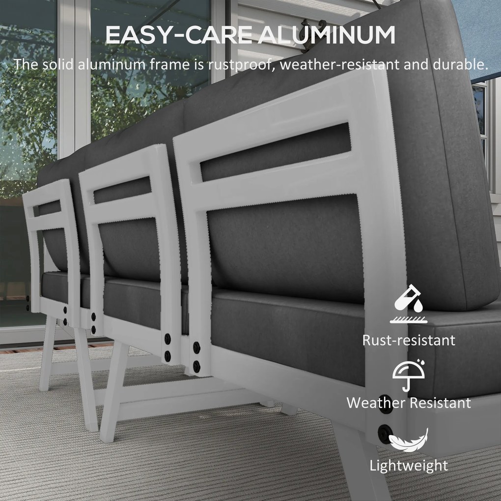 Outsunny Zestaw mebli ogrodowych Loungemöbel-Set 4-częściowy, 115 cm x 61 cm x 65 cm, Szary + Biały