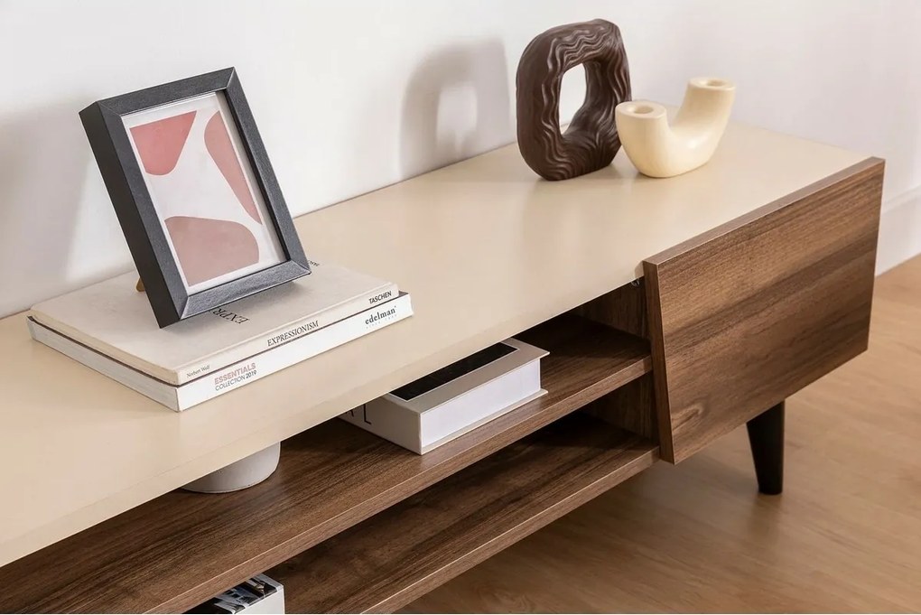 Stolik pod telewizor Clark Walnut and Beige