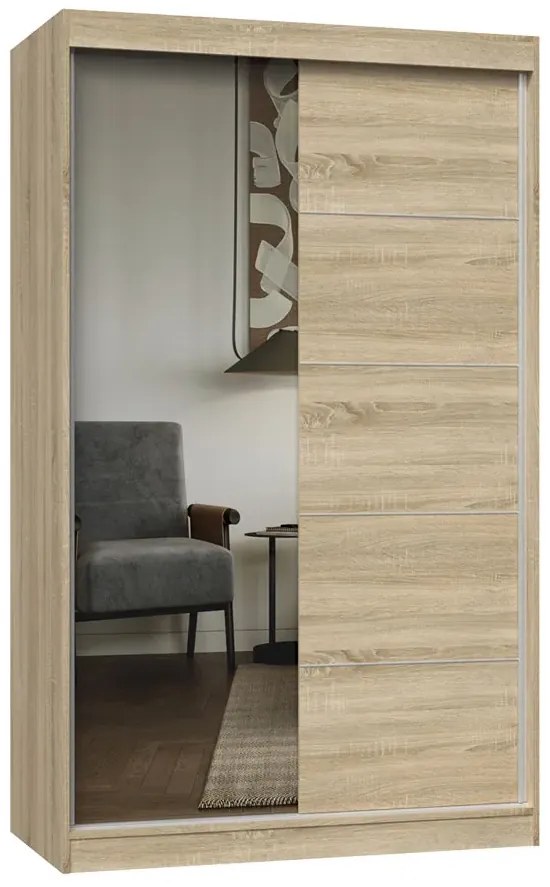 Dwudrzwiowa garderoba z lustrem 120 cm sonoma dąb Z6-B32