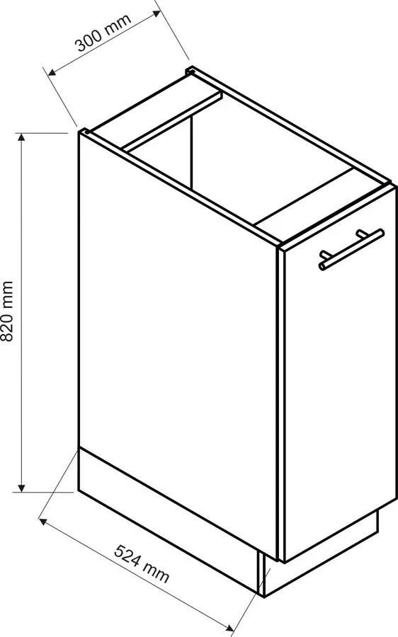 Biała szafka kuchenna cargo z koszem - Pergio 5X 30 cm