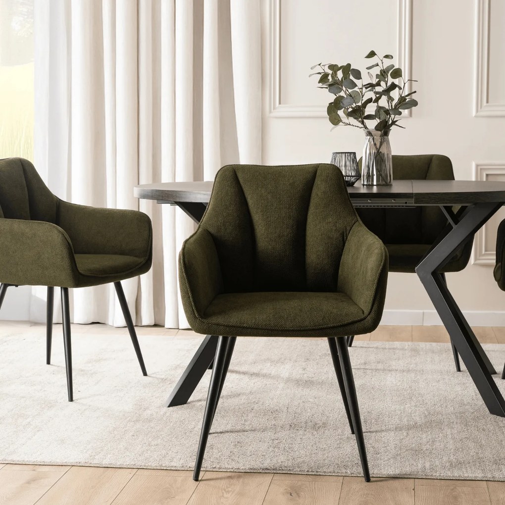 Krzesło Tapicerowane do Salonu NAWARA Zielone Nowoczesne