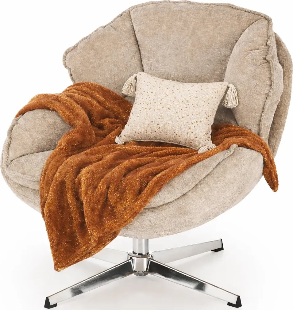 Beżowy fotel wypoczynkowy z funkcją obracania K6-Z26