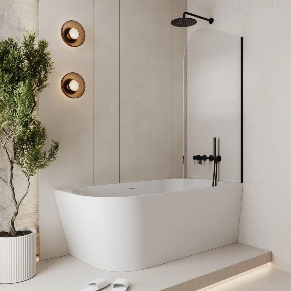 Parawan nawannowy półokrągły MOLIS Moon Clear szkło transparentne | Różne rozmiary : Kolor profili kabiny - chrom / srebrny, Rozmiar - 80x140 cm