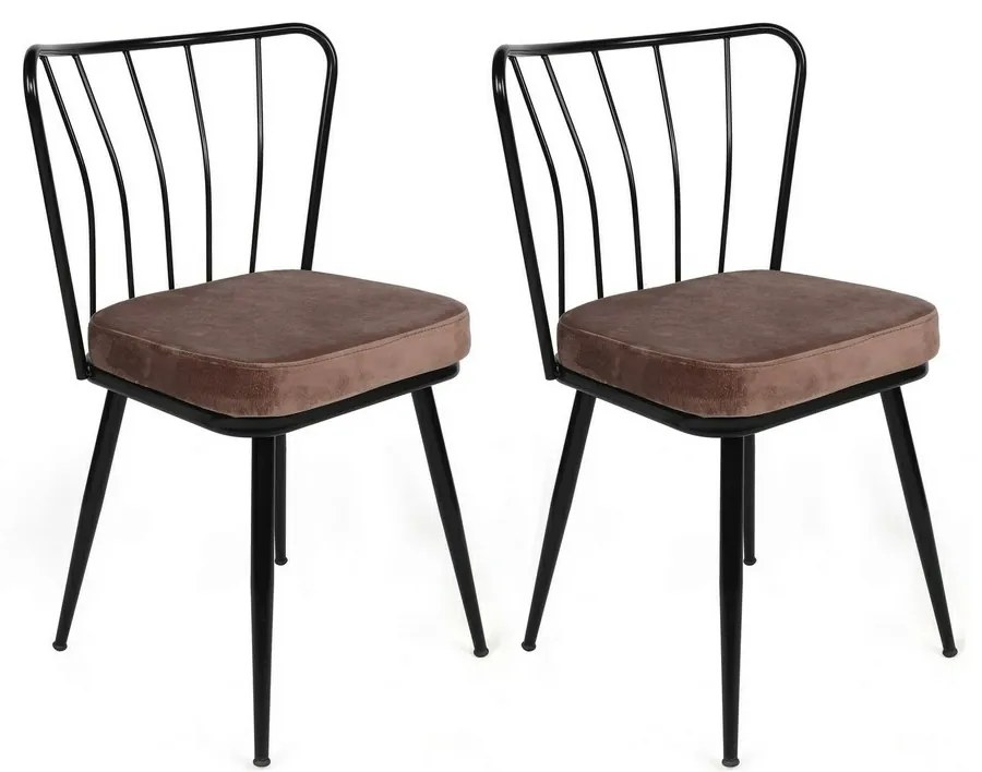 Zestaw krzeseł do jadalni Yildiz Light Brown andBlack, 4 sztuki, 4 szt.