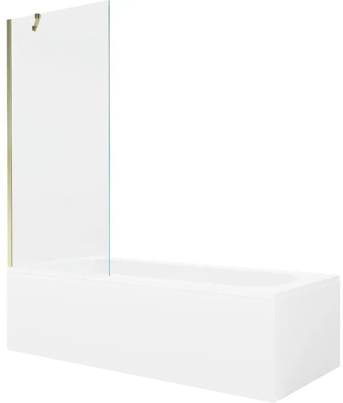 Mexen Vega wanna prostokątna 150 x 70 cm z obudową i parawanem 1-skrzydłowym 80 cm, transparent, złoty - 550115070X9508000050