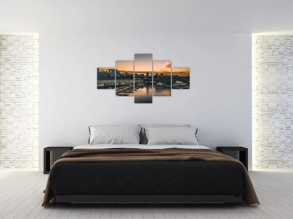 Obraz - miasto portowe (125x70 cm)