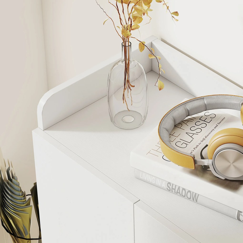 HOMCOM Szafka na buty, Komoda na buty, Półka na buty, 4 Półki. 1 Szafa, 83 cm x 30 cm x 90 cm, Biały