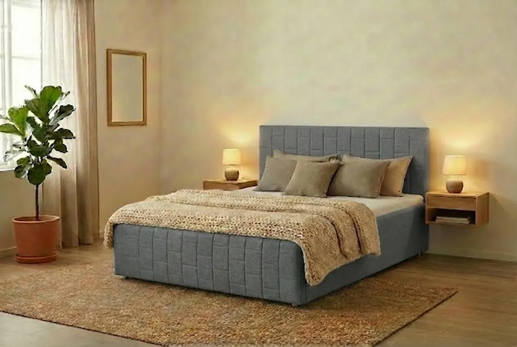 Łóżko OTTO 140x200 cm Jasny szary Z materacem