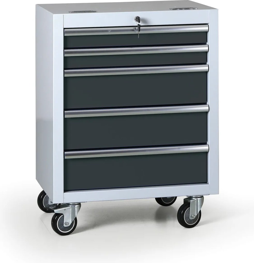 Wózek warsztatowy mobilny na narzędzia G2, 5 szuflad, 645 x 460 x 860 mm, grafitowy