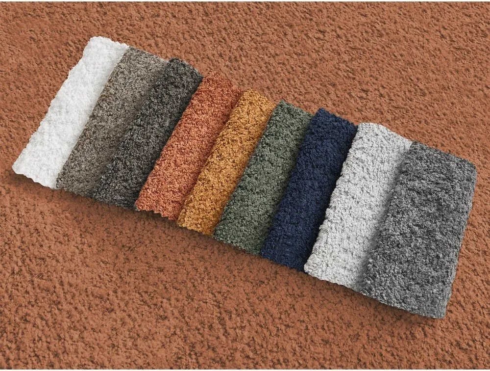 Pomarańczowy podnóżek z materiału bouclé Montaigne – Bobochic Paris