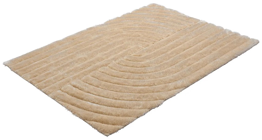 Dywan shaggy z długim włosiem, z wypukłym wzorem - 160 x 230 cm - Ciemny beż - MERISA