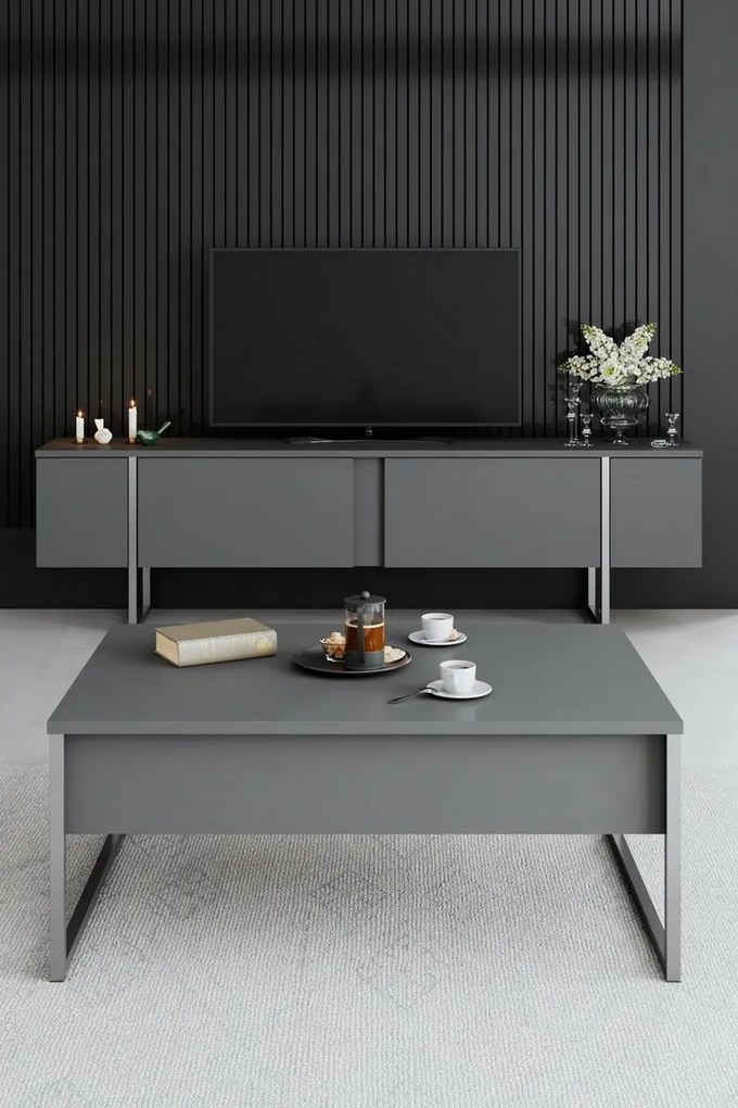 Stolik pod telewizor Luxe Anthracite and Silver
