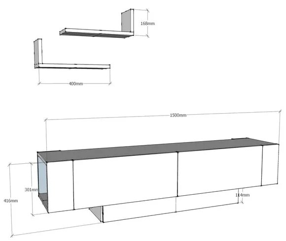 Biały zestaw pod TV 150x42 cm Matera – Zena Home