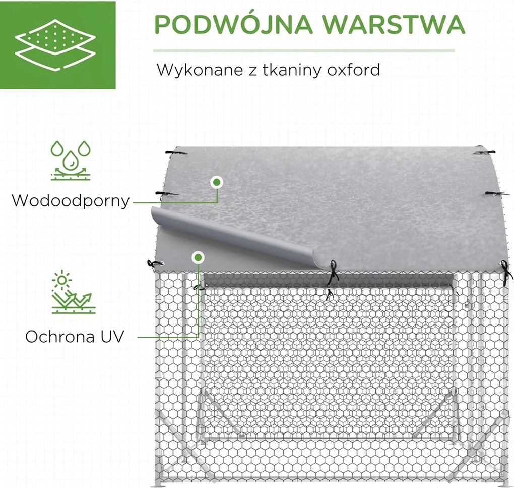 PawHut Wybieg dla małych zwierząt na zewnątrz, dla kur, królików, kaczek, stabilna konstrukcja, stal i materiał Oxford