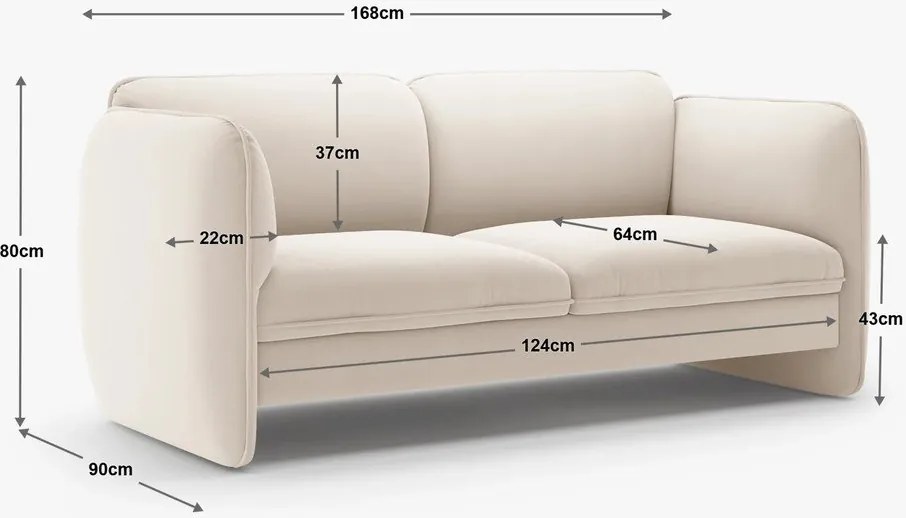 Brązowa aksamitna sofa 168 cm Georgia – Micadoni