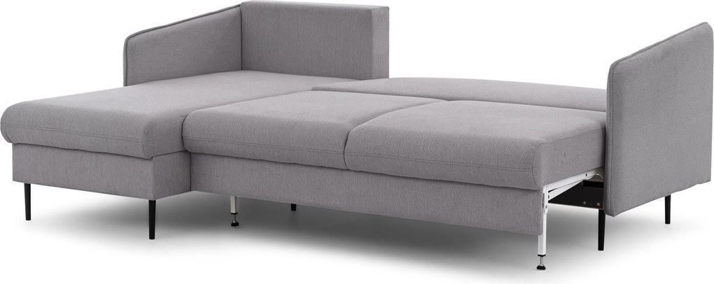 Narożnik z funkcją spania Movani lewostronny - szara plecionka Loft 19 / czarne nogi