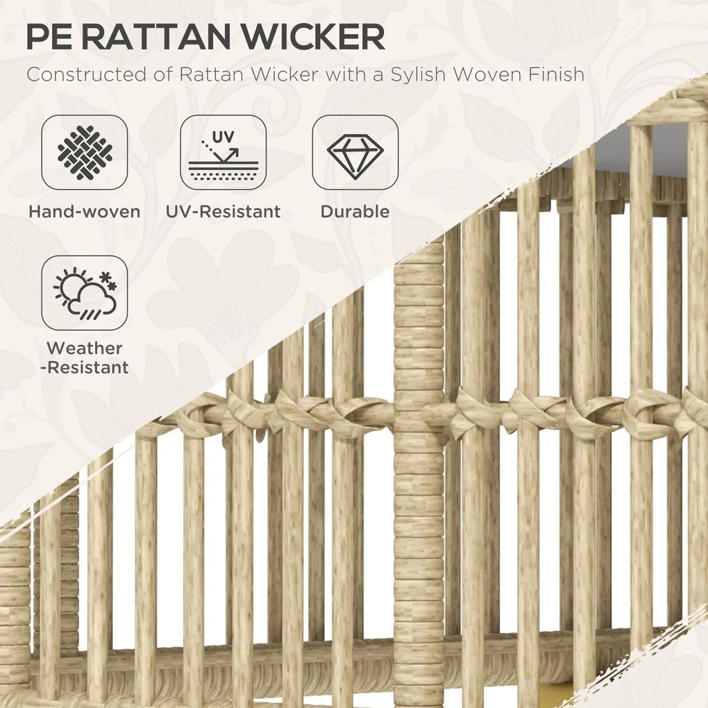 Outsunny Zestaw Mebli ogrodowych, 5-częściowy, z poduszkami do siedzenia, Syntetyczny rattan, rama ze stali nierdzewnej, Szary