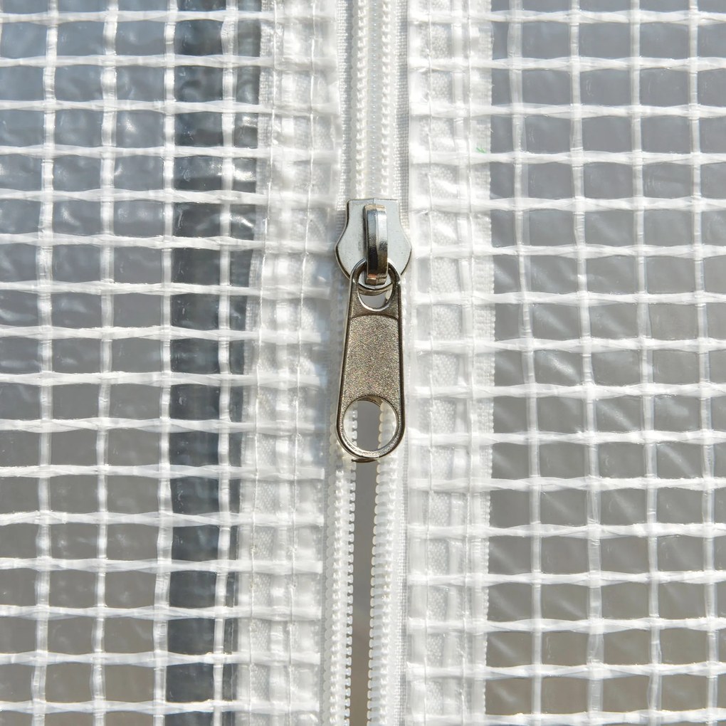 Outsunny Szklarnia Foliowa z 6 Zwijanymi Oknami i Drzwiami na Zamek Błyskawiczny Rama z Ocynkowanej Stali 295x2x2m Biały | Aosom PL