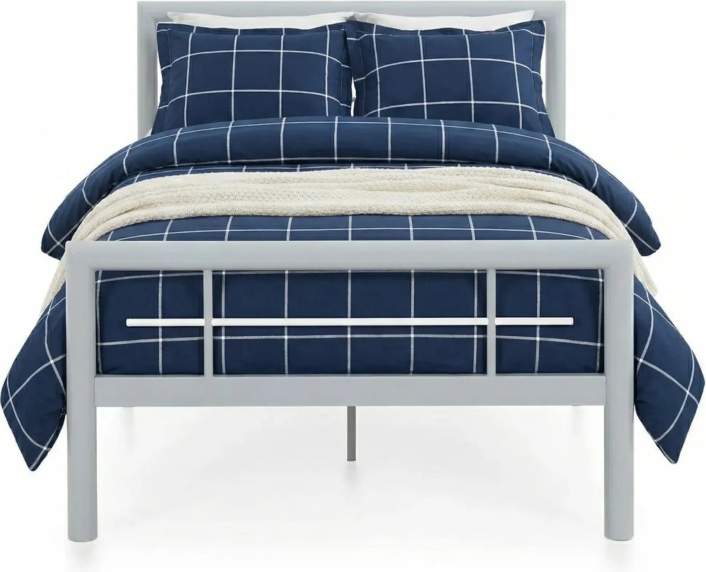 Szare metalowe łózko pojedyncze 90 x 200 cm G6-N97