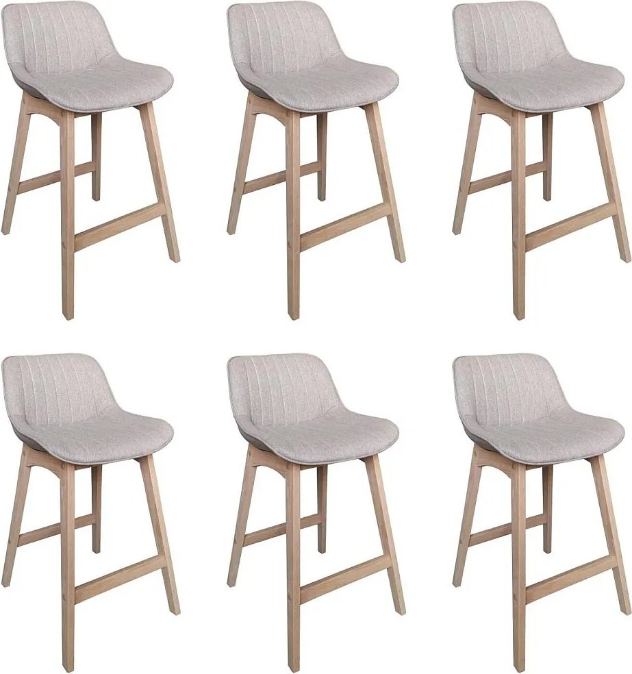 Komplet dębowych krzeseł wyspowych i barowych z siedziskiem z tkaniny MELLOW o szerokości 65 cm