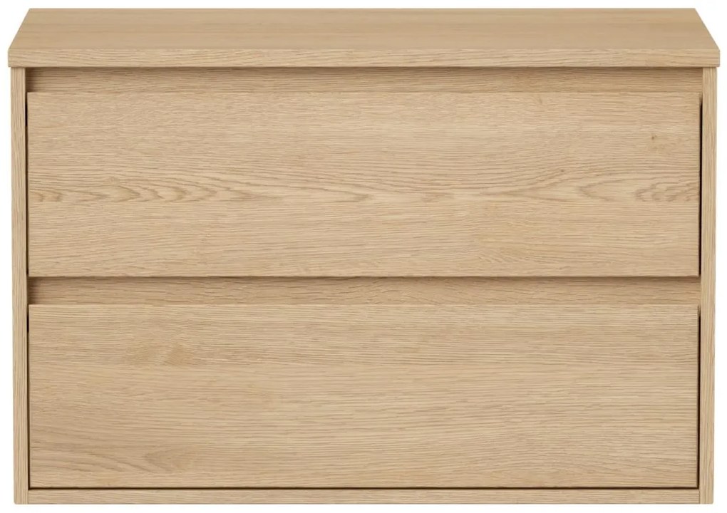 Szafka łazienkowa wisząca   pod umywalkę z blatem - Okleina dębowa - 80 cm - MILIPAM