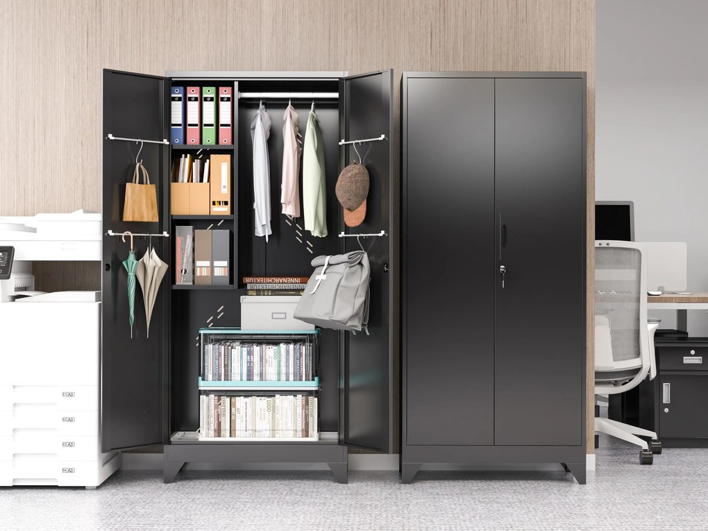 Metalowa szafa wielofunkcyjna, 1930 x 860 x 420 mm, czarny