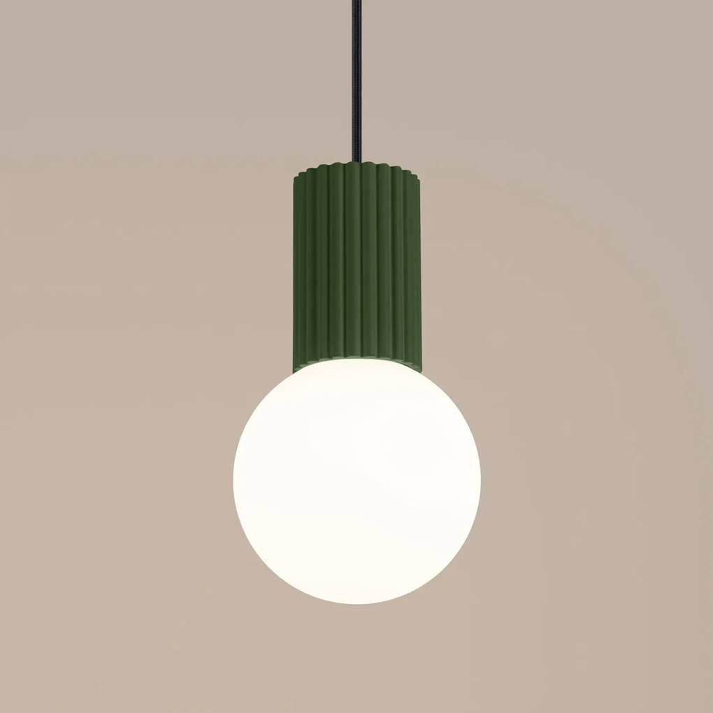 Lampa wisząca HALO 1 zielona oliwka ryflowana SOLLUX LIGHTING