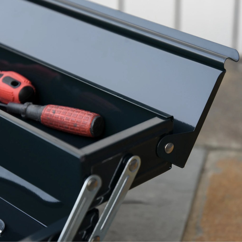 Skrzynka Narzędziowa DURHAND z 5 Przegrodami, Idealna do Warsztatu, Ciemnozielona