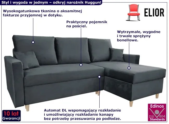 Grafitowy narożnik z funkcja spania G4-G13