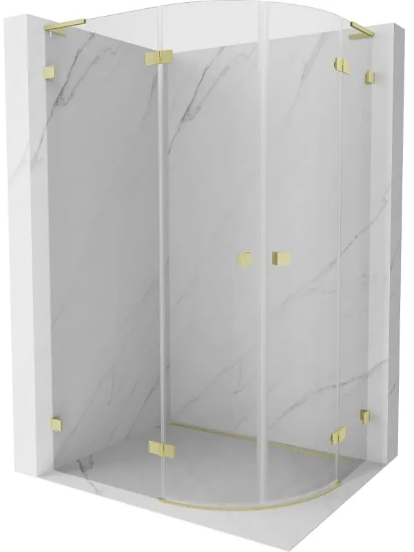 Mexen Lunar L kabina prysznicowa półokrągła uchylna lewa 100 x 70 cm, transparent, złota szczotkowana - 833L-100L-070P-55-00