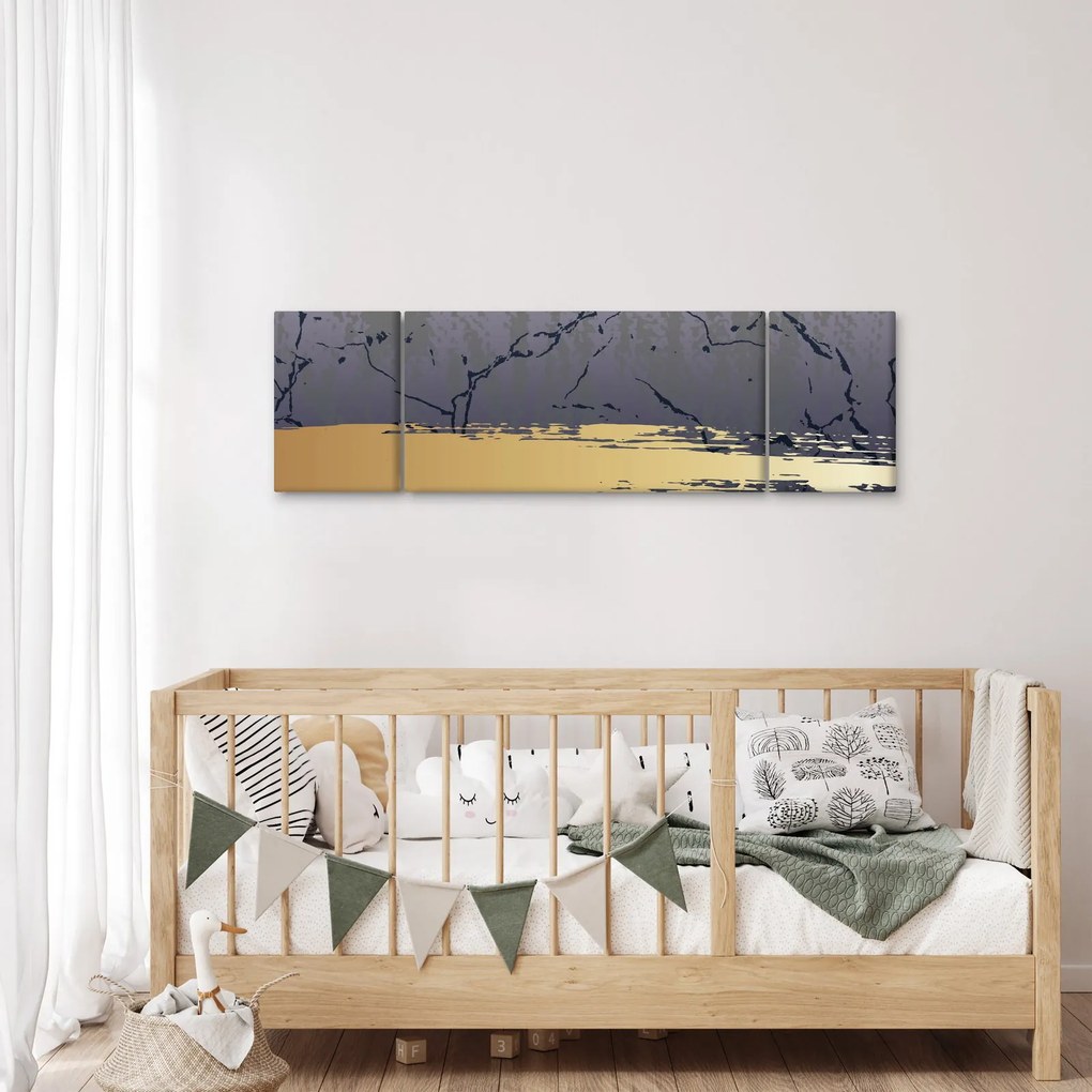 Obraz - Niebiesko-złota abstrakcja N⁰1 (170x50 cm)