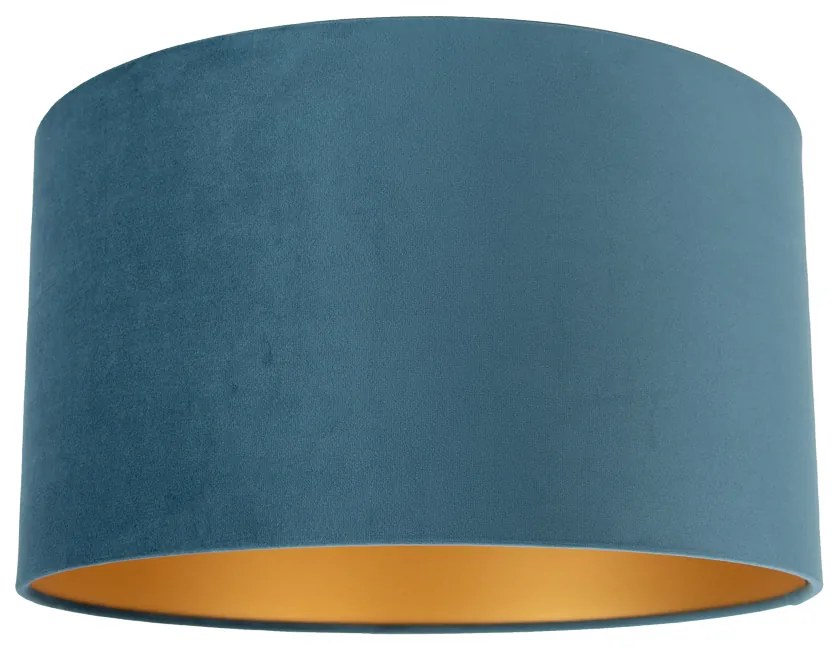 Aksamitny abażur niebieski 35/35/20 ze złotym wnętrzem klasyczny/Antyczny