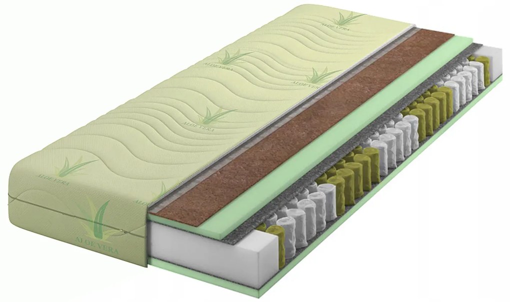 Materac kieszeniowo-kokosowy aloe vera 120x200 M8-A09