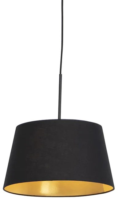 Lampa wisząca z abażurem z bawełny w kolorze czarnym i złotym 32 cm - Combi klasyczny/Antyczny Oswietlenie wewnetrzne