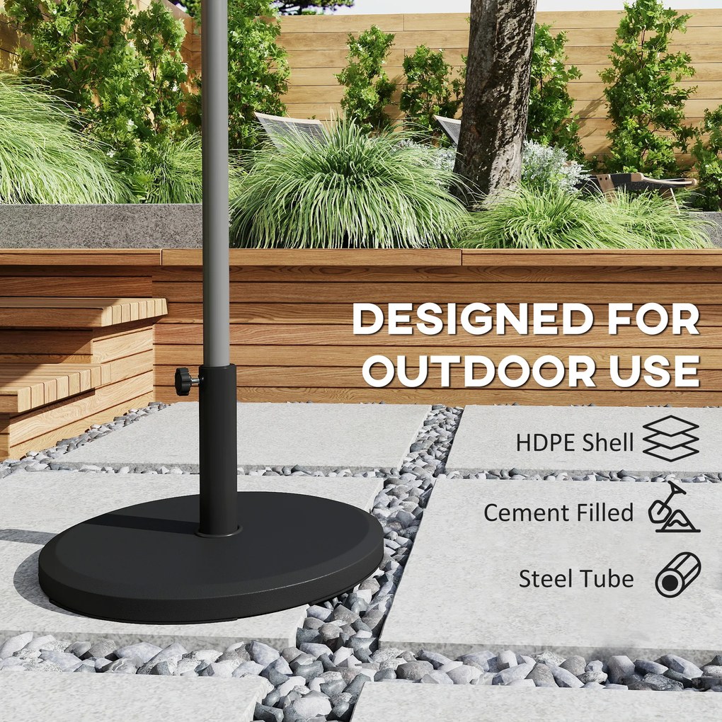 Outsunny Stojak pod parasol cementowy 13kg, okrągły, dla masztów o średnicy 34mm/38mm/48mm, czarny | Aosom PL