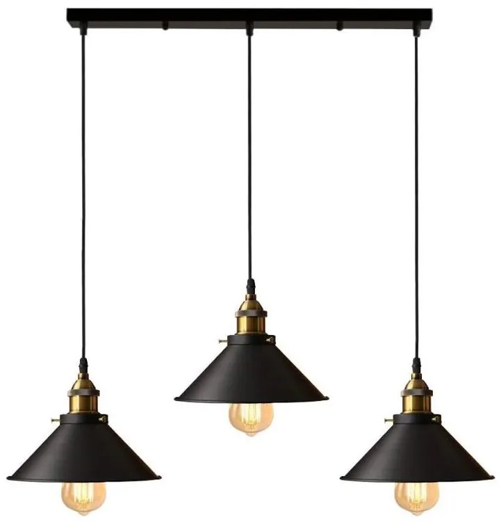 Lampa sufitowa metalowa klosz retro wisząca AT32-3SZ-Black