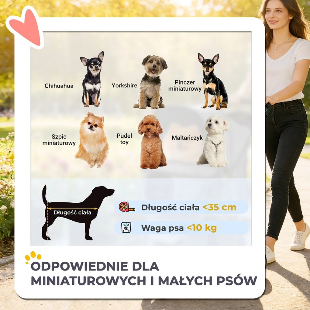 PawHut Wózek dla psa, składany wózek z odblaskami, koszem na zakupy i poduszką dla małych psów do 10 kg, 77x44x102 cm, czarny | Aosom PL