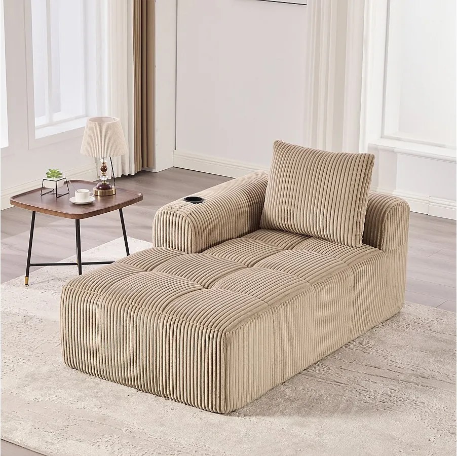 Wygodna sofa rozkładana - 158 x 93 x 61 cm - nie wymaga montażu - z poduszkami oparcia + kieszeń - aksamit - khaki