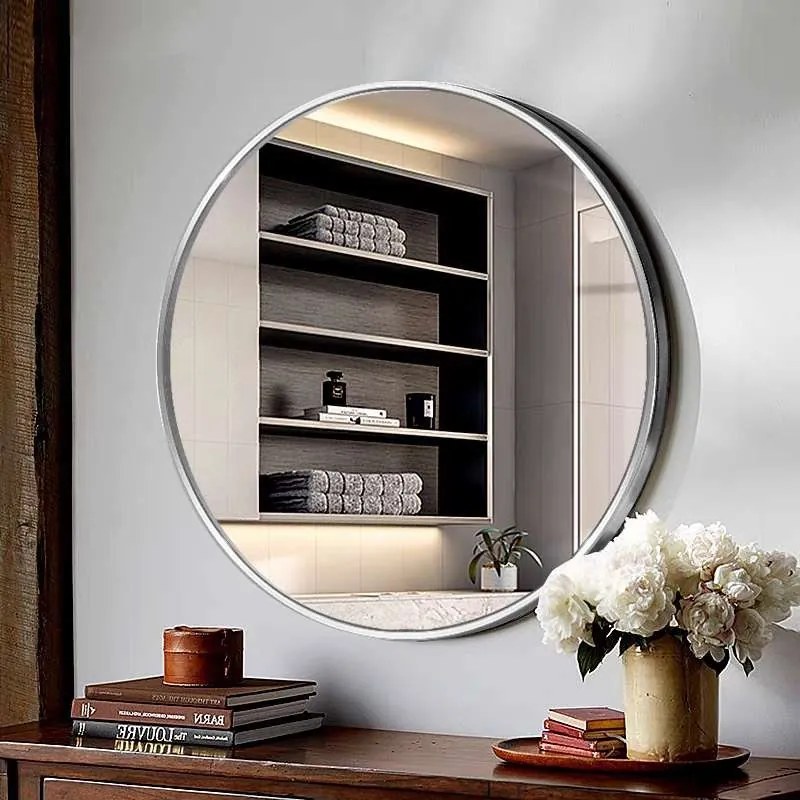 Lustro LOFT FI80cm srebrne  YX-04 ścienne okrągłe łazienkowe do salonu sypialni loftowe Industrialne minimalistyczne