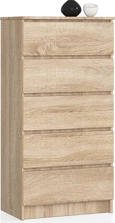 Komoda AKORD K60 Dąb Sonoma 60 cm 5 szuflad kolor Dąb Sonoma mat 60x40x121 cm