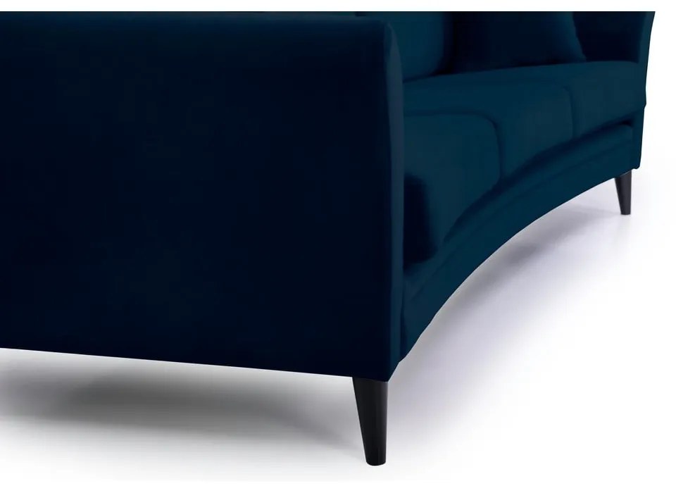 Ciemnoniebieska aksamitna sofa Scandic Eden, 237 cm